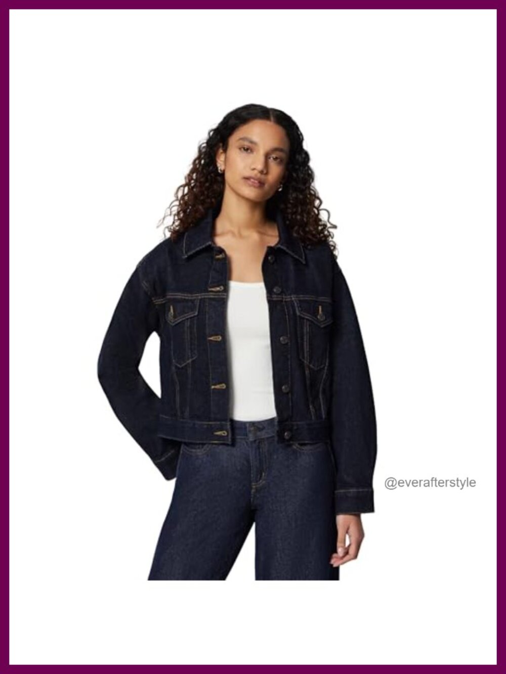 Women's Relaxed-Fit Cropped Denim Jacket with Stretch